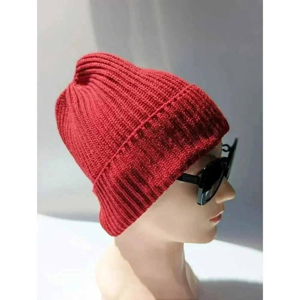 Style Co Women's Solid Shine Tech-Tip Cuffed Beanie Red O/S (MSRP $25)